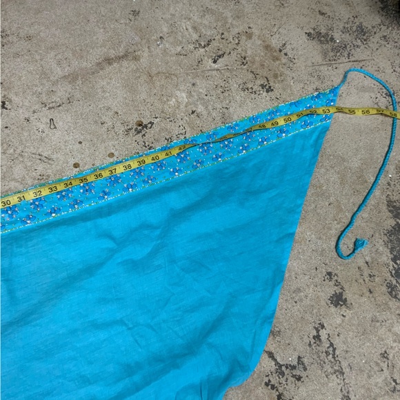 NWT Turquoise Beaded Sarong Swimsuit Beach Cover Up Bathing Suit Bikini Wrap OBO - Picture 8 of 10
